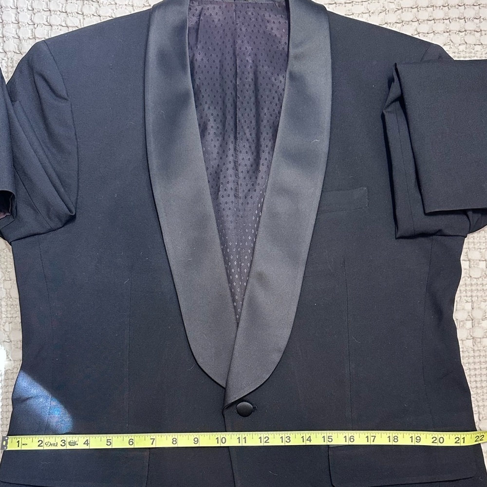 Vintage Christian Dior Pure Wool Tuxedo‎ Blazer Jacket Black Satin 42R - Picture 8 of 11
